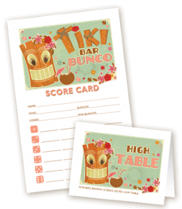 Tiki Bar Bunco Scorecard and Table Marker from MyBunco
